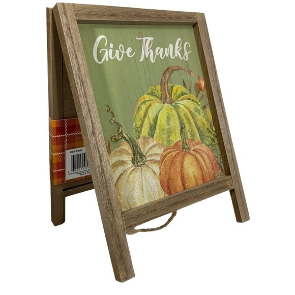 Autumn Give Thanks Write on Blackboard 2 Sides Table Counter Decor Wood Easel - Picture 6 of 16